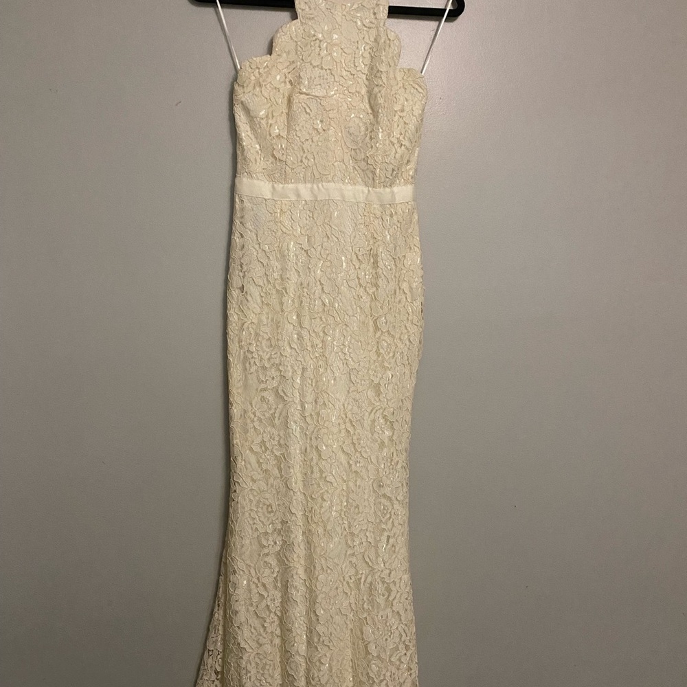 Lulu's Strapless Cream Lace Dress